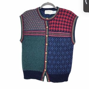 Vintage Susan Bristol Patchwork Knit Wool Vest
